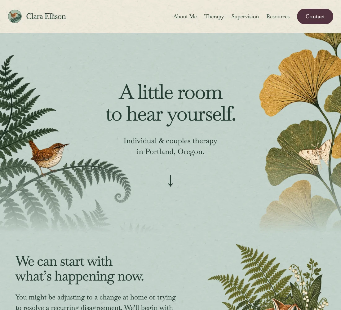 Clara Ellison website design