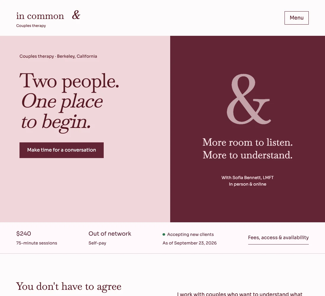 In Common website design