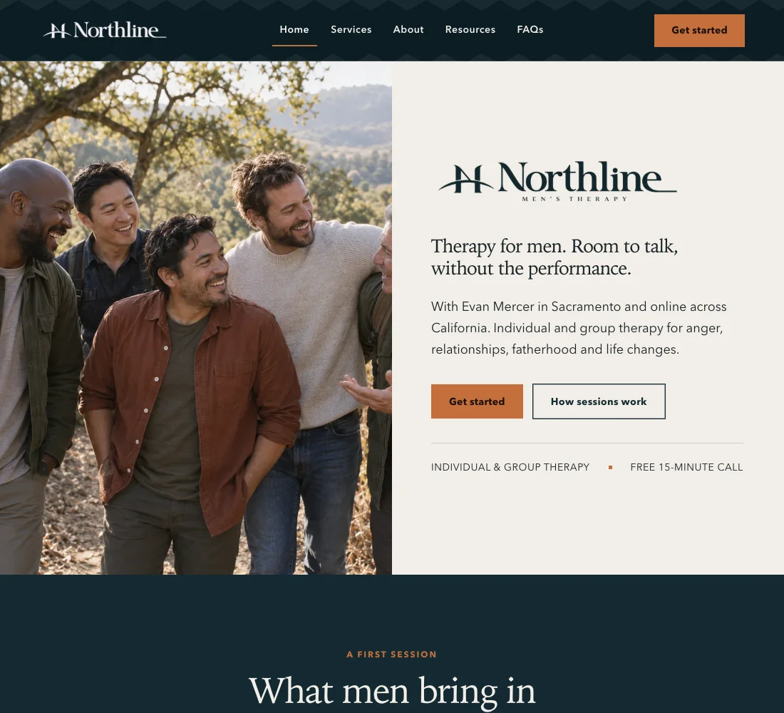 Northline Men's Therapy website design